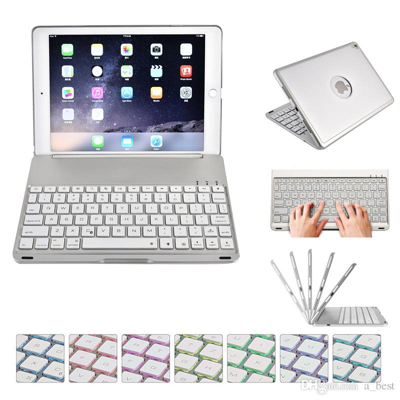  USB Wireless Bluetooth Keyboard F8S LED Backlit Keyboard Case for iPad Air Wireless Keyboard With Case For iPad New 9.7 Tablets  